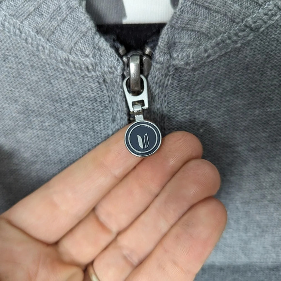 Linksoul Mens L Cotton Cashmere Zip Up Sweater Cardigan Colorblock Lightweight - Picture 5 of 9